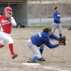 <html> <head> </head> <body> <p align="right"><i>By Amy Veneziano</i> </p> <p> She’s out, but not without a good try. Tonasket first base player Jessie Hedlund sent a Chelan runner back to the bench April 24 in Tonasket. Tonasket lost 0-1