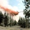 Photo by Joe Somday A Department of Natural Resources plane drops retardant on areas near a fire off Canyon Spur Road east of Oroville. The fire was started by fireworks July 4.