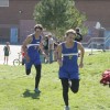 <p align="right"><em>Photo by Terry Mills </em></p><p>Two Tonasket cross country runners get close to the finish line at Saturday’s meet. The Tonasket boys’ team came in third overall. Photo of Spencer Podkranic, and Tyler Monroe for Tonasket.</p>
