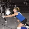 Photo by Terry MillsSenior Jessica Kitterman digs the ball up during Tonasket’s game at home against Omak on Thursday, Oct. 23