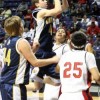 Oroville's Brandon Funston, a junior, scored 21 points against White Swan and 11 against Quilcene in two tough games at Spokane's Veteran's Coliseum during WIAA 2B State Tournament play. Photos by Terry Mills