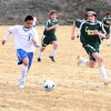 Photo by Terry MillsFreshman Kevin Aitcheson kicking the ball down the field against Liberty Bell on Thursday, March 19 in Tonasket’s first boys’ soccer game of the spring sports season.