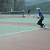 Photo by Emily HansonBrett Hendrick preparing to hit the ball against Nick Schulz of Liberty Bell on Thursday, March 26. Hendrick won 6-2 and 7-5.