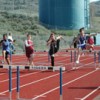 Photo by Emily HansonTeriqua Cholmondelely (left) and Vanessa Martinez (right), both from Tonasket, running in the women’s 100 m 33” hurdles during the Tonasket Invitational Track meet on Friday, April 17. Cholmondelely finished in first place and Mar