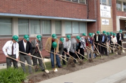 The first golden shovels-full of dirt were turned by local dignitaries last week at the ground breaking ceremony for the North Valley Hospital expansion and remodeling project. Photo by Gary DeVon