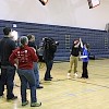 Bailey Griffin (far right) with the Kellogg's film crew in the Tonasket Elementary School gym on Wednesday, Feb. 11. Griffin is one of four finalists for the Kellogg's Frosted Flakes Earn your stripes (ESPY) program and has the chance to win the second an