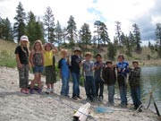 Photo by Emily HansonA group of children participating in the Sons of the American Legion’s annual kids’ fishing derby. Shown from left to right are: Jamie Wilson, 7, Kali Long, 8, Cassidy Caddy, 7, Andrew Ramsey, 9, Jake Wilson, 9, Andrik Fry, 10, Al