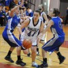Tonasket senior April Webber handles the ball against Cascade Christian girls despite being double-teamed on Tuesday, Dec. 29. Photo by John Cleveland, II