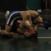 Tonasket senior Andrew Grillo wrestling David Sorenson from Cascade in the 160 pound weight class at the District 6 Tournament in Chelan on Saturday, Feb. 6. Grillo felled Sorenson and went on to finish the tournament as the champion and will be wrestling