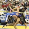 Tonasket junior Tyler Laurie flips Deshawn Dunham from Omak in the air during the second round of the Regional Wrestling Tournament held in Tonasket on Saturday, Feb. 13 in the 130 weight class. Laurie went on to become the Regional Champion at 130 pounds