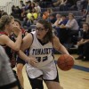 Tonasket junior Jayden Hawkins moves the ball toward the basket during the Lady Tigers’ final home game of the season on Tuesday, Feb. 9. Photo by Terry Mills