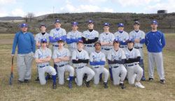 The 2010 Tonasket baseball team. In the front row, from left to right, are: Kris Marthini, Dylan Fewkes, Trent Turner, Ian Young, Jocob Hollingshead and Kaleb Steinshouer. In the back row, from left to right, are: Head Coach Stephen Williams, Corbin Moser