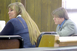 Tansy Fae Arwen Mathis and David Eugene Richards sit behind the defense table during their murder trial for the killing of Michelle Kitterman, a 25-year-old pregnant Oroville woman, at the end of February 2009. Photo by Emily Hanson