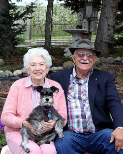 Leona and Ralph Longanecker, shown here with their miniature schnauzer Shotzie, have been chosen as the 2010 Tonasket Founders Day Grand Marshals.Longaneckers honored to be Grand Marshals.Photo by Terry Mills