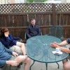 Filmmakers Geoff Klein and Mo Fine, seen here with friend Mark Bertoglio and Bart Traubek, owner of Alpine Brewery, discuss the upcoming Tumble Weed Film Festival at Alpine Brewery in Oroville. Traubek, whose brewery will be one of the venues for the fest