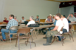 Several area farmers, many of them from the Okanogan Highlands, attended the meeting on canola and camelina production held at the Chesaw Rodeo Hall on Wednesday, July 14. They learned that they could grow about 1000 pounds of camelina per dry land acre a
