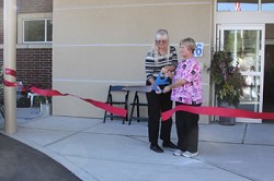 Medical Records employee Kathy Range and Assisted Living employee Linda Brandt, who’ve both worked at North Valley Hospital since 1973, were chosen to cut the ceremonial ribbon during the Grand Opening of the new hospital addition on Wednesday, Sept. 22