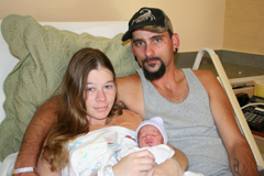 April Mathis and Mike Sheldon, Jr. are the proud parents of Ethan Blake Sheldon, the first baby to be born in the new North Valley Hospital addition. Ethan was born on Thursday, Sept. 30 at 8:36 a.m. weighing five pounds, seven ounces and measuring at 19 