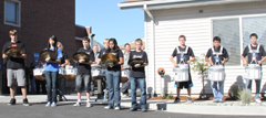 Part of the Tonasket High School drumline performing at the North Valley Hospital Grand Opening on Wednesday, Sept. 22 exhibited to the community what they’re supporting when they donate money to the Tonasket Music Boosters to send the drumline and the 