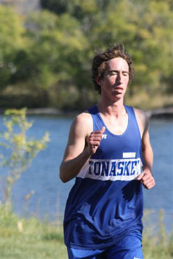 Tonasket senior Matt Gschiel running by himself at the Oroville Invitational on Saturday, Oct. 16. Gschiel finished the race in ninth place, his best race of the season so far. Submitted by Bob Thornton