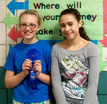 Sydney Thorndike and Phoebe Poynter took second and first place, respectively, in the Okanogan County Spelling Bee. They will go on to compete in the regional spelling bee in Wenatchee. OES photo