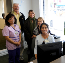 Some of the staff of the new Family Medical Center Dental Clinic in Oroville (L-R) Mercedes Hand, Genoveva Lopez, Amber Utt, Dr. Robert Dillard and Dr. Lavonne Hammelman.