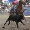 Oliver Williams was the only young cowboy to rope a calf in the junior cow-roping event at the Chesaw Fourth of July Rodeo. Photo by Gary DeVon