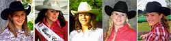 The candidates for Miss Tonasket Rodeo Queen are (L-R) Kayla Davis, Cortney Ingle, Emily Tietje, Karlie Henneman and Breanna Howell.