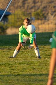 Tonasket goalkeeper Cayla Monroe positions herself for a save during the Tigers' shutout of Chelan.