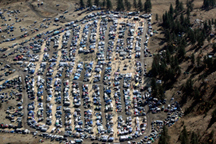 An aerial view of the Okanogan Family Faire grounds on Cayuse Mountain. It was reported that some 6,000 people attended this year's Faire which took place last Friday, Saturday and Sunday. Photo by Terry Mills