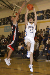 Photo by Brent Baker - Tonasket's Dillon Zemtseff drives to the basket during the Tigers' win on Tuesday, Dec. 20.