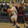 Photo by Brent Baker - Callie Barker had several key baskets for Oroville during its come-from-behind victory over Omak.