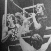 Photo by Owen Blauman / Provided by the <I>Mercer Island Reporter</I>Unforgettable: two of the writer's classmates, Kyle Pepple (left) and Doug Gregory, can't believe what they see as they're about to cut down the net. Thirty seconds after the 1981 state