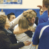 Photo by Brent Baker — Tears flowed freely for John Stedtfeld and the Tonasket boys basketball team after the dramatic finish to their 49-game Caribou Trail League losing streak on Thursday, Feb. 2.