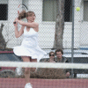 Tonasket's Michelle Timmerman backhands a return during Thursday's match with Oroville.