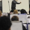 A big part of Jeff Sandberg Jr's job with a band this size was to keep the kids focused and their attention on his conducting.