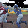 Brent Baker / staff photo — Tonasket catcher Mackenzie Wheeler chases down an Okanogan baserunner during Friday's season-ending doubleheader.