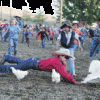The kids' chicken "race" is one of the most popular events at the Founders Day Rodeo