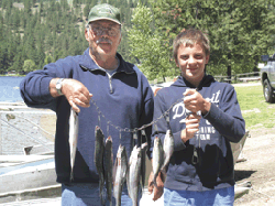 Hunter Peebles and his grandfather Dave caught their limit of Kokanee trolling at Liar's Cove using a flasher and Wedding Ring combination