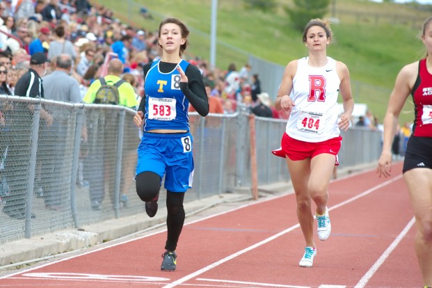 Tonasket's Emily Mills raced to a 5th place finish in the Class 1A 400-yard dash on the second day of the state track and field finals in Cheney.