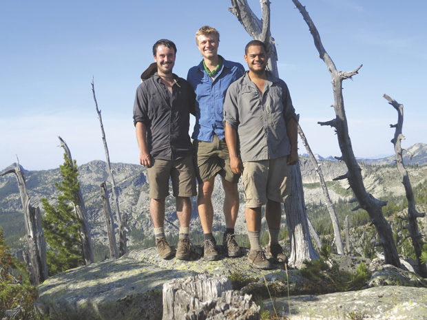 Inexperience hasn't slowed Pacific Northwest Trail backpackers (l-r) Matt Marquardt, Brian Magelssen and Austin Wagoner, who made their way westward through Oroville from Glacier National Park on their way to the Olympic Peninsula last week. Submitted photo