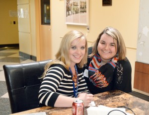 “You’re famous!” laughs NVH Dripline Cafe employee Cheyenne Keen as she asks Terri Orford (left) for an autograph.