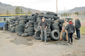 Gary DeVon/staff photo Just a few of the more than 5000 used scrap tires were collected in a tire recycling event held by two Oroville senior students working on their senior  project. Gary DeVon/staff photo
