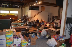 Donations pouring into the Tonasket Evacuation Shelter at the CCC.