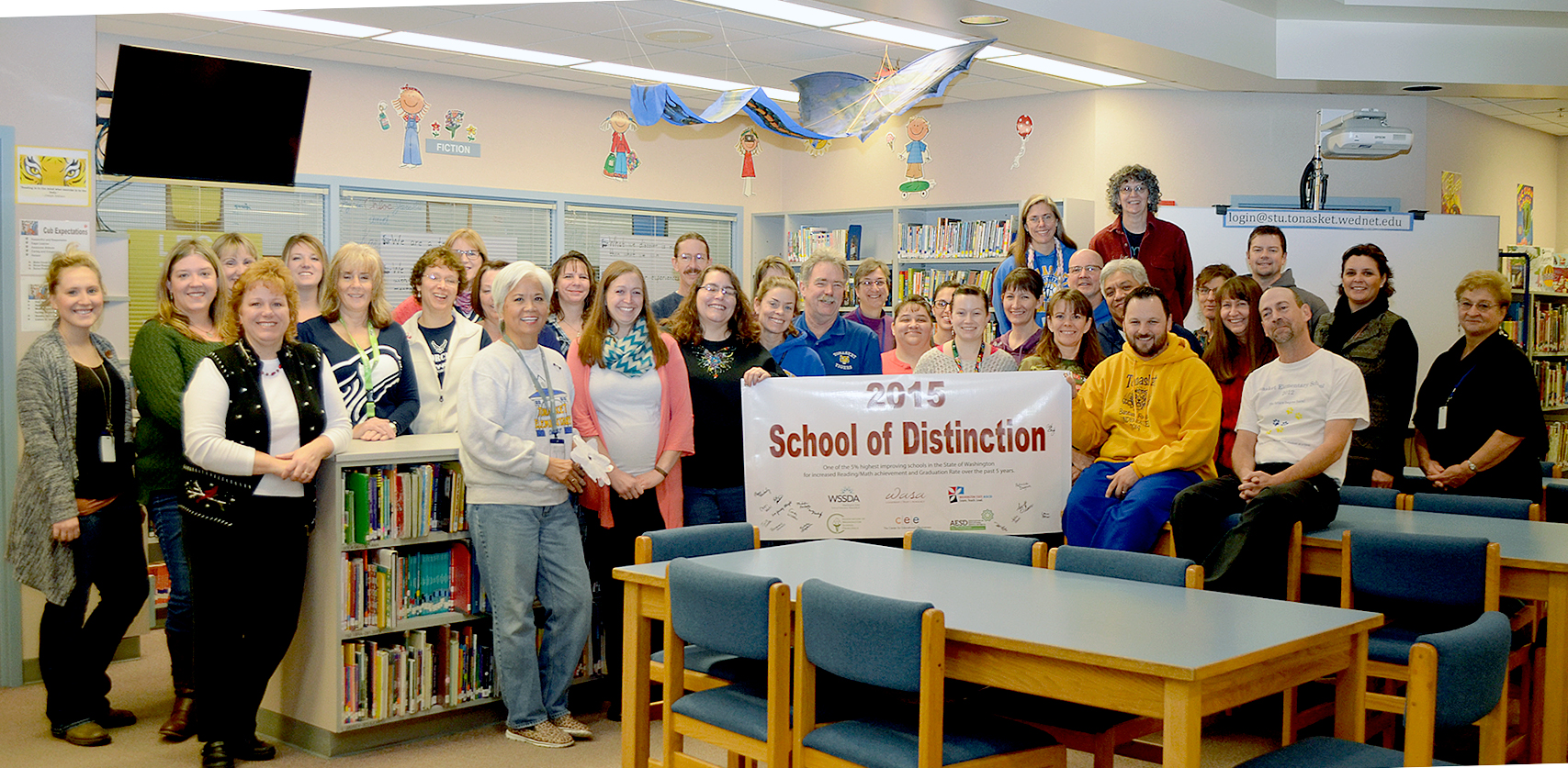 Tonasket Elementary School Staff celebrate being one of 90 schools in Washington State to be given the 2015 School of Distinction Award. Katie Teachout/staff photos
