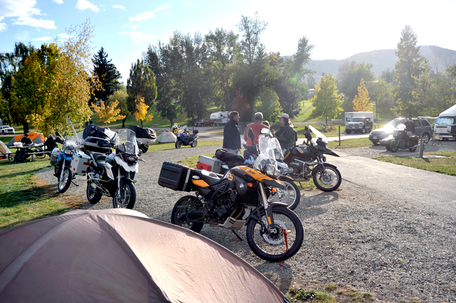 Members of the Valley BMW Riders Club held their final campout of the year at Oroville’s Veterans Memorial Park the weekend of Oct. 7-9. Known as the “Last Chance Campout” there were riders and their bikes from both sides of the U.S./Canadian border who participated. There were not one, but two, bikes with sidecars, as well as a vintage 1953 fire engine red boxer ridden by an enthusiast from Okanogan. Gary DeVon/staff photos 