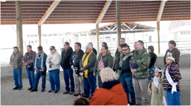 Meghan Francis/submitted photos Colville Confederated Tribes held a special ceremony for Tribal Members heading to the Dakota Access Pipeline to join the protest as part of Veterans Standing for Standing Rock.