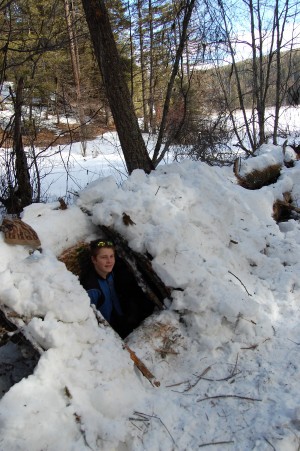 Explorer Owens in his shelter.