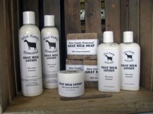 The store features several products made from goat's milk.