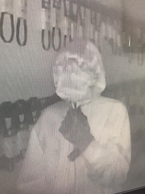 One of the images of the burglars from night vision security cameras.
